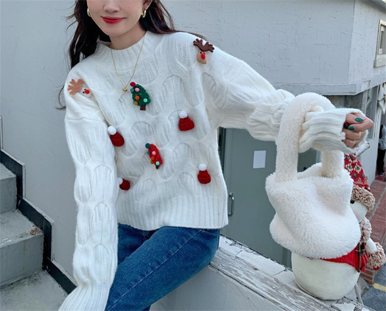 Lockerer, lässiger Weihnachtspullover für Damen_voghion.com