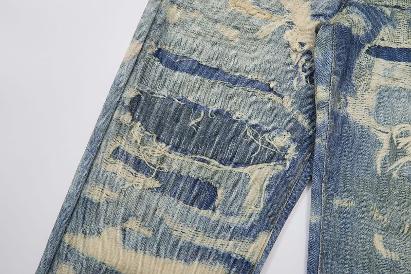 Digital Direct Injection 3D Printing Destroyed Erosion Jeans Niche Wide Leg Men's And Women's Trousers_voghion.com