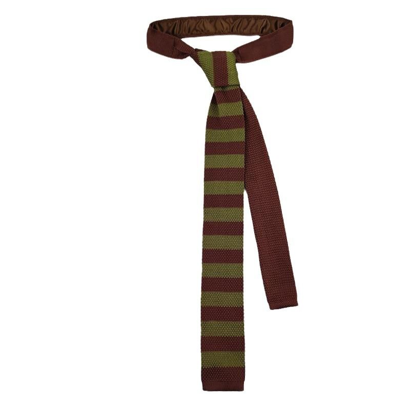 Cravatta a righe pied de poule in lana lavorata a maglia, stile college britannico vintage, decorativa, versatile, testa piatta, nera_voghion.com