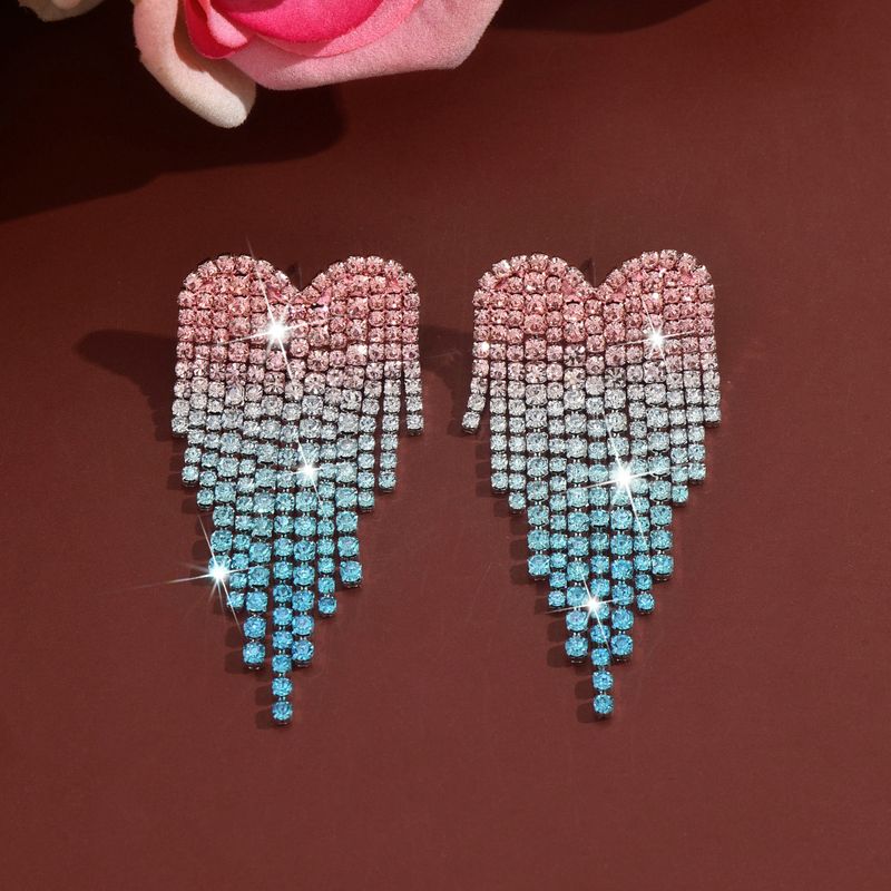 Orecchini unisex alla moda con diamanti, lunghi e nappe a forma di cuore, per le donne, temperamento acqua_voghion.com
