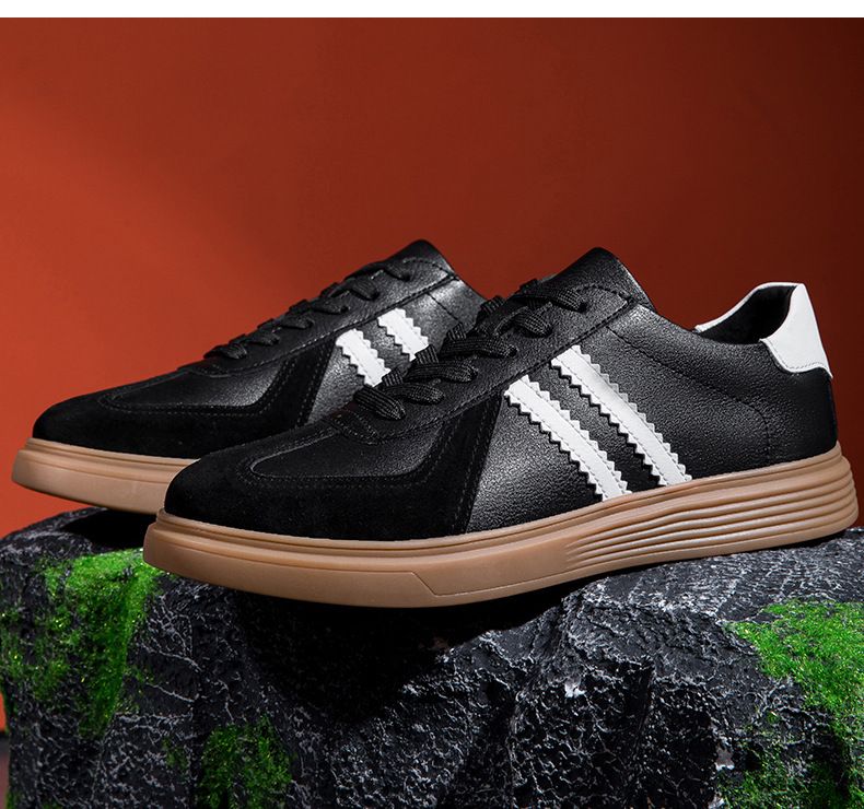 Große deutsche Trainingsschuhe aus Rindsleder für Herren, farblich abgestimmt auf kontrastierendes Weiß, Freizeit-Sportschuhe_voghion.com