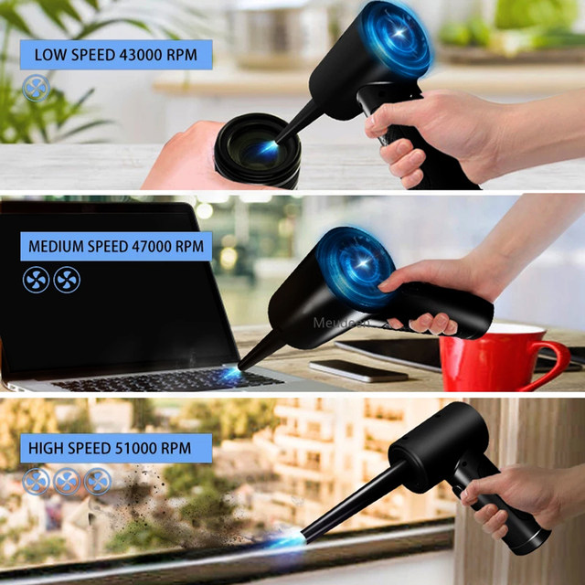 Compressed Air Duster For Computer Keyboard 51000 RPM USB Charging Mini Electric Cordless PC Car Cleaner Wireless Air Blower_voghion.com