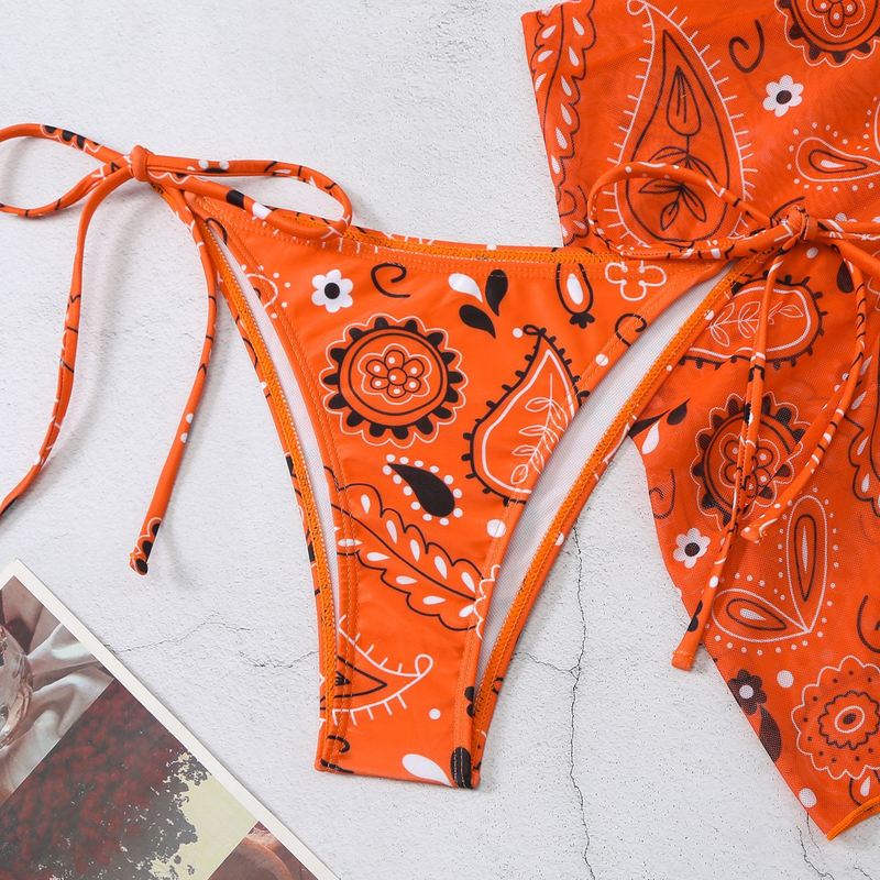 Meerkleurige driehoekige gaasrok voor dames, driepuntsbikini die meisjes moeten hebben_voghion.com