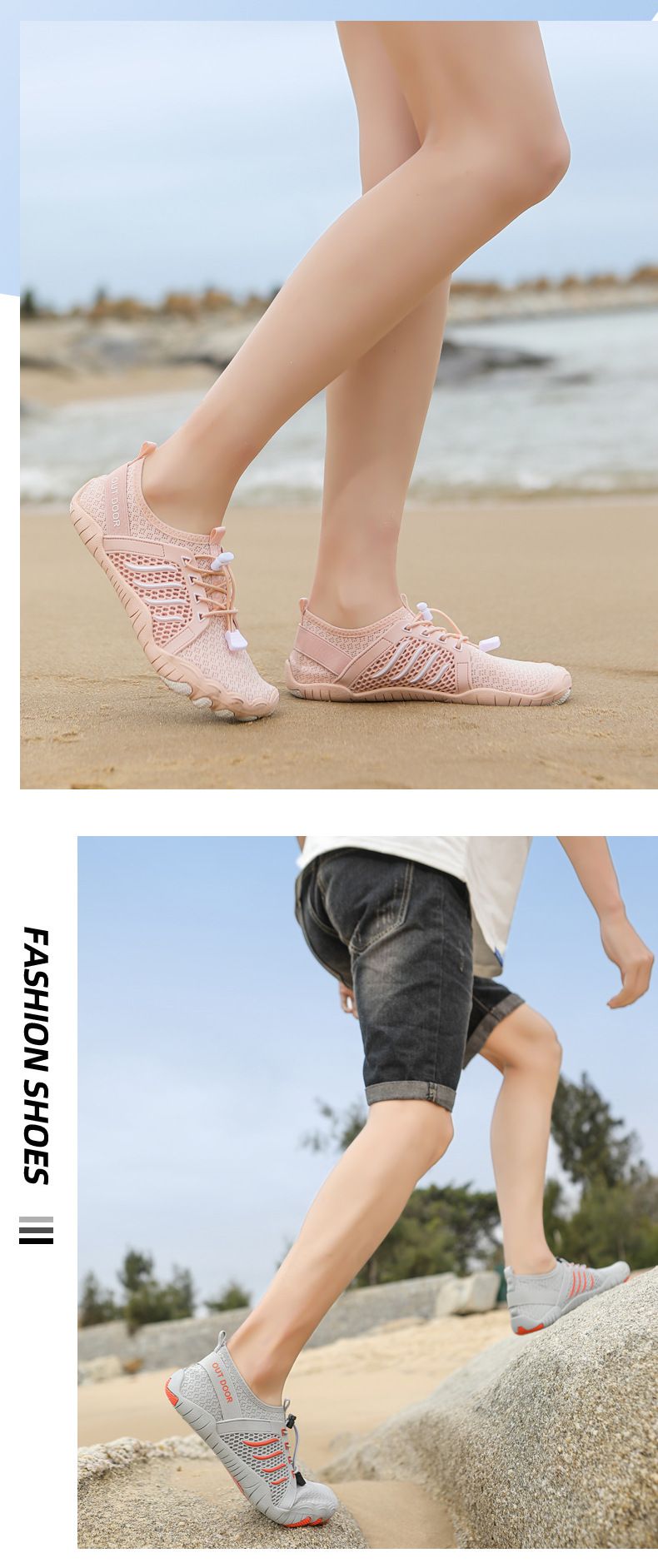 Unisex Quick-Dry Water Shoes – Anti-Slip Aqua Socks For Beach, Hiking & Swimming – Lightweight Five-Toe Design With Drainage Holes_voghion.com