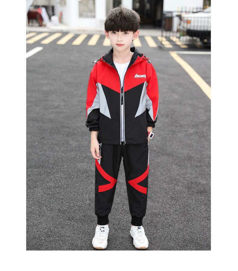 Set di pantaloni per abbigliamento per bambini 2023 Autunno da metà a grande, due pezzi a maniche lunghe primaverili alla moda per ragazzi_voghion.com