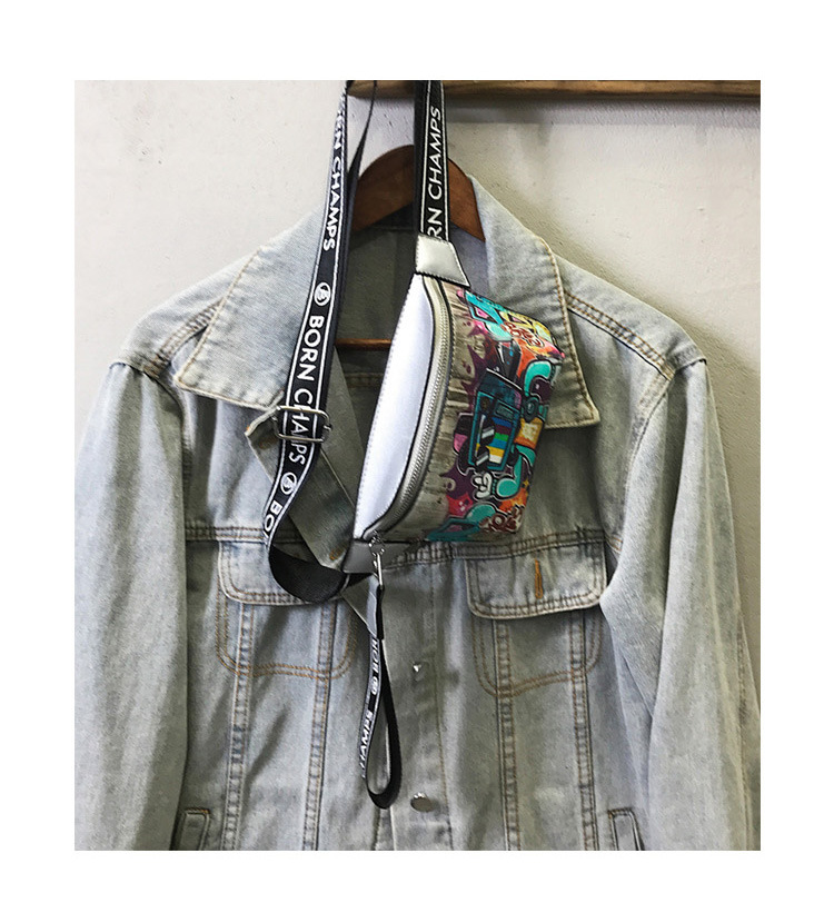Hip-Hop-Mode mit Graffiti bemalt, kleine Hüfttasche 2024, neue Internet-Promi-Crew, lässige Umhängetasche, Brusttasche, Disco-Mädchen-Tasche_voghion.com