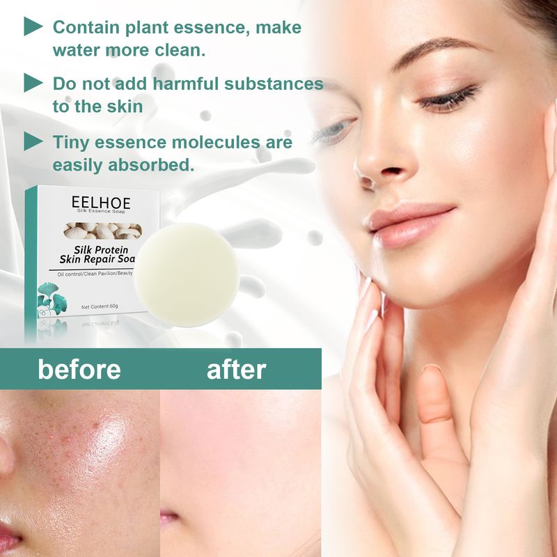 EELHOE Silk Protein Mask Soap (Square Version) Deeply Cleanses And Repairs The Skin, Moisturizes And Rejuvenates The Skin. Silk Goat Milk Cleansing Soap_voghion.com