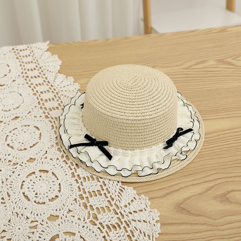 Borsa carina per bambini estivi nuovi set di due pezzi parasole cappello di paglia a sommità piatta per ragazza da sole_voghion.com