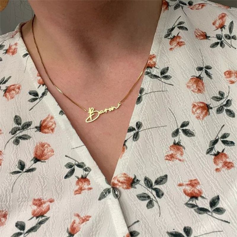 Moda eManco Personalizzato Moda Acciaio Inossidabile Nome Personalizzato Lettera Oro Colore Collana Girocollo Ciondolo Targhetta Regalo_voghion.com