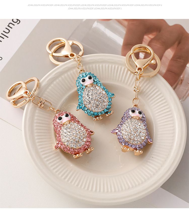 Portachiavi creativo con ciondolo in metallo a forma di pinguino, incastonato di diamanti, regalo per auto_voghion.com