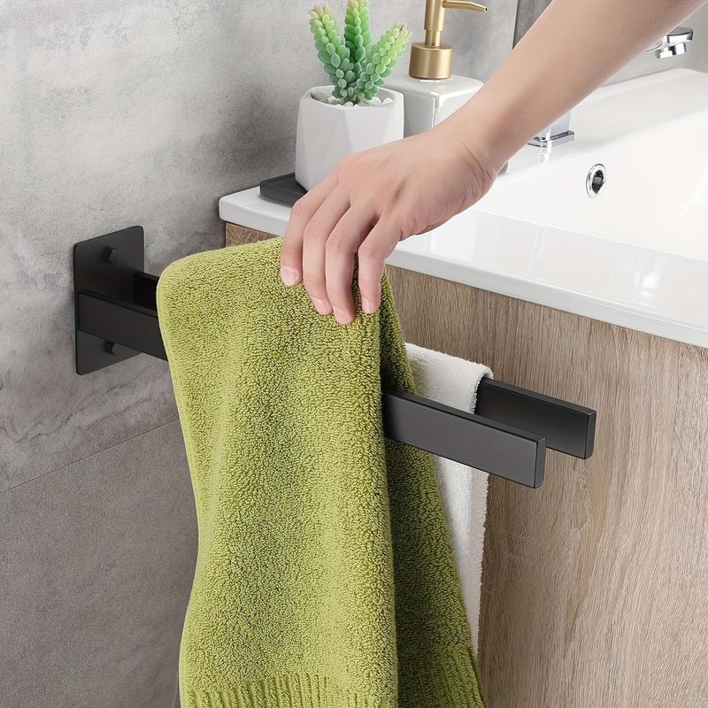 Towel Rail Stainless Steel Towel Holder Self-Adhesive Towel Rail Double No Drilling Bath Towel Holder For Bathroom Kitchen Wall Silvery 40 Cm_voghion.com