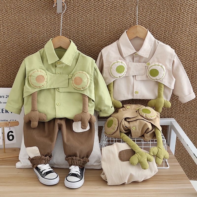 Bērnu apģērbs, garš, slaids multfilmu krekls, zēnu ikdienas uzvalks, pavasara/rudens maza un vidēja izmēra bērnu apģērbs._voghion.com