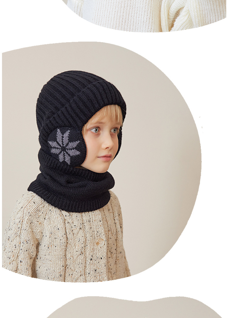 Children's Hat Winter Velvet Neck Set Knitted Wool Hat Men's and Girls' Warm Ear Protection Hoodie Head Cap_voghion.com