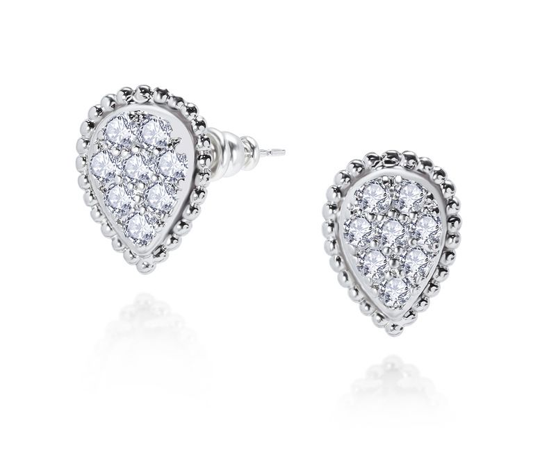 Damenschmuck Perlenrand Volldiamant Wassertropfen Einzelne Blume Ohrringe Importiertes Messing Eingelegter Zirkon Französisch Retro Einfaches Design Ohrringe_voghion.com