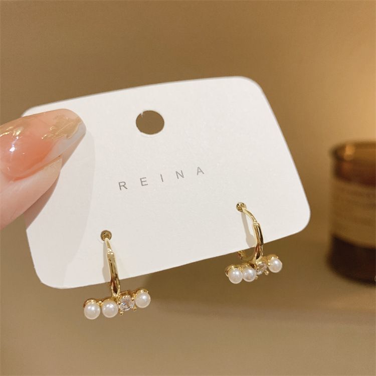 Small design pearl earrings Korean 2023 new trendy women's autumn and winter French earrings earrings earrings_voghion.com