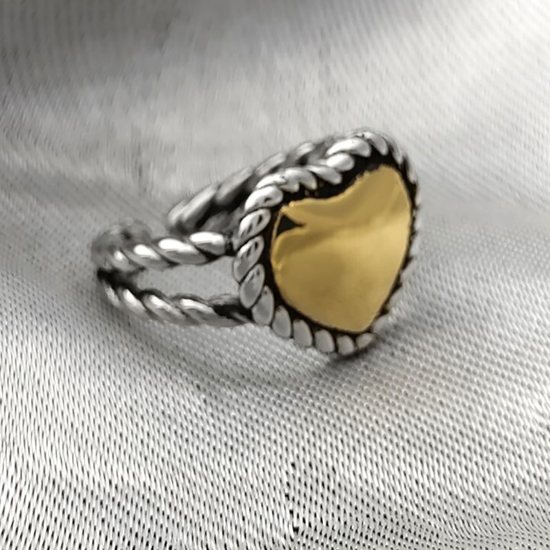 Modischer Retro-Ring aus Edelstahl mit herzförmiger Öffnung, verstellbar, für Herren und Damen, Valentinstag, Urlaubsschmuck_voghion.com