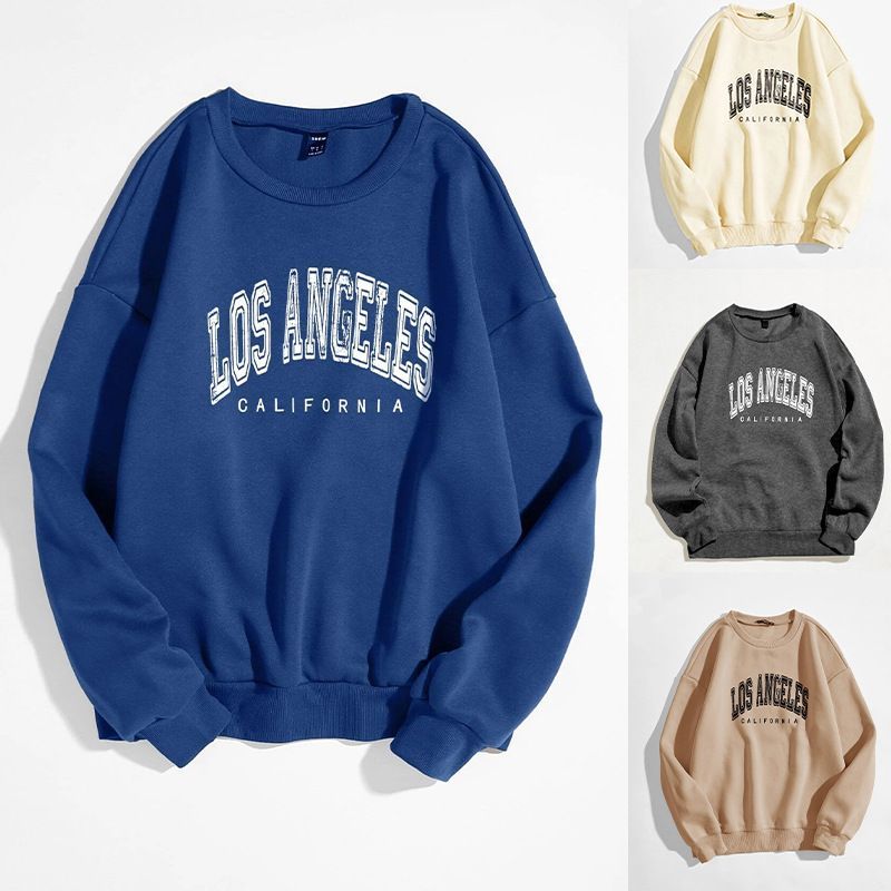 Autumn winter hoodie round neck long sleeved loose and slimming versatile top ins trend_voghion.com