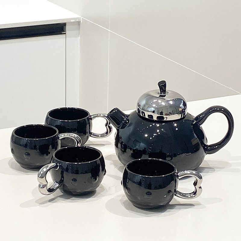 Home Furniture High value ceramic water set tea set simple creative home living room entertaining drinking water cup kettle teapot teacup_voghion.com
