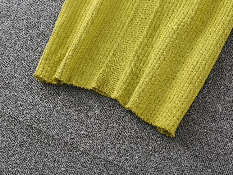 Abito in maglia con scollo a V da donna, snellente e con gonna snellente per fianchi, alla moda ed elegante, monopetto, lavorato a maglia_voghion.com