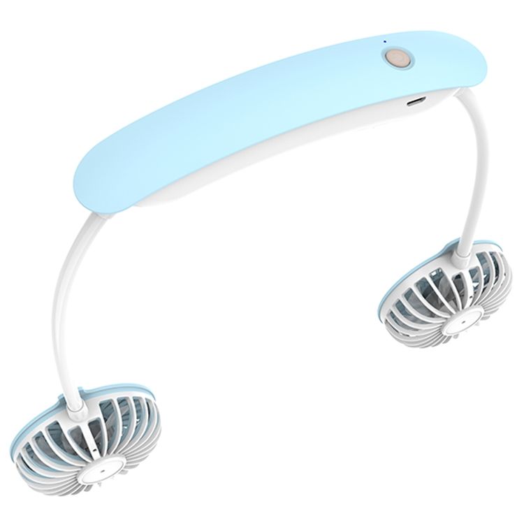 F6 Mini Ventilatore da Collo Esterno con Ricarica USB Ventilatore Piccolo e Pigro (Blu)_voghion.com