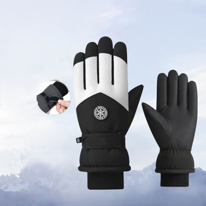 Luvas de ciclismo ao ar livre, à prova de vento, forradas com lã, quentes, resistentes à água e com tela sensível ao toque, para esqui, para homens e mulheres_voghion.com