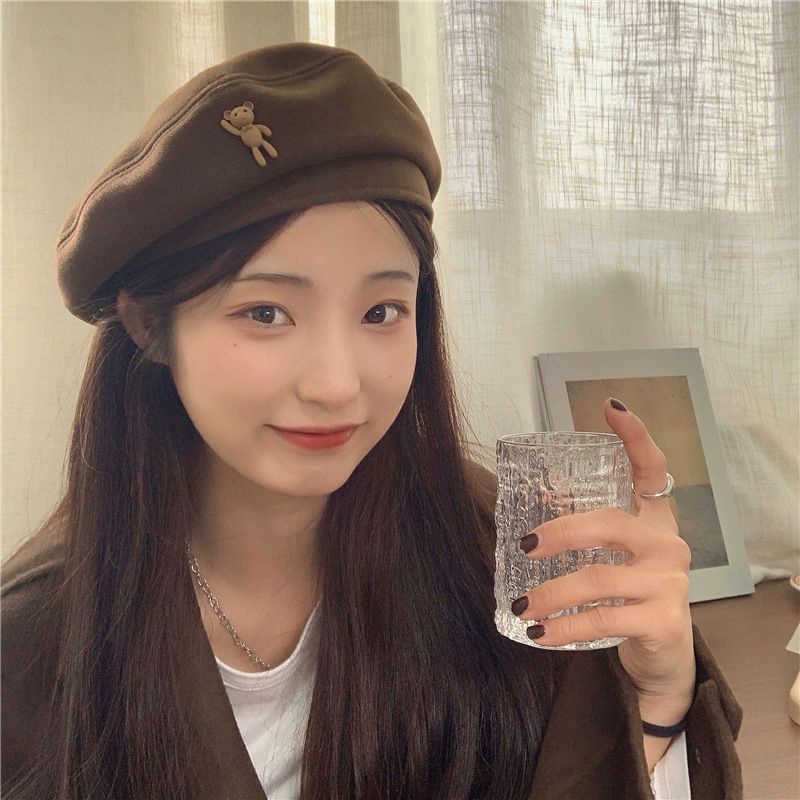 Hat female fall and winter new hundred with students cute small can beret winter show face small belle cap painter hat tide_voghion.com