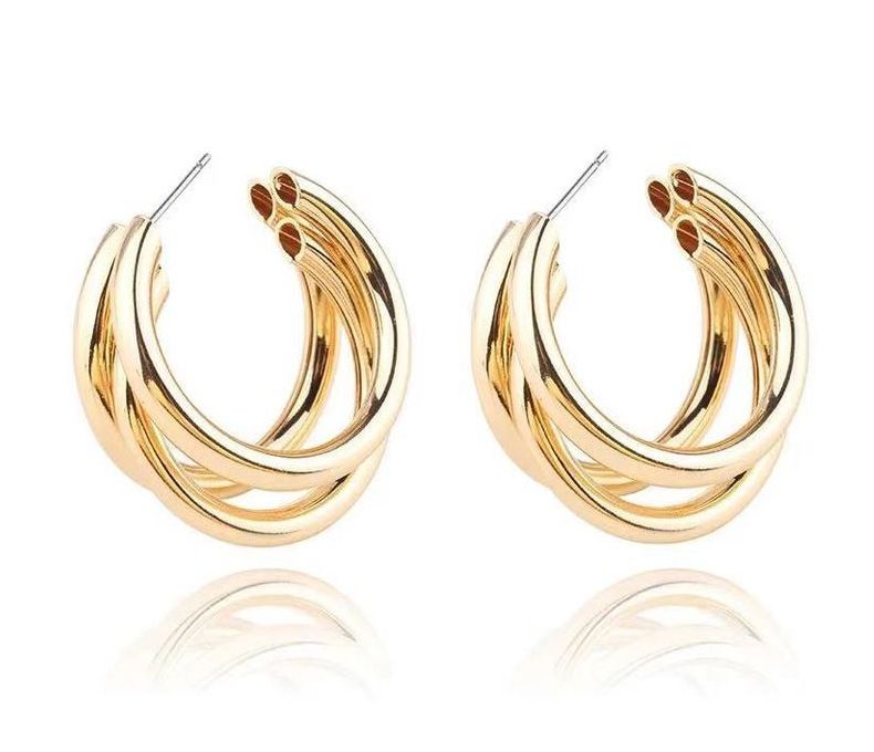 European And American Cross-Border Titanium Multi-Layer C-Shaped Hoop Minimalist Style Gold Stainless Steel Ear Cuffs_voghion.com