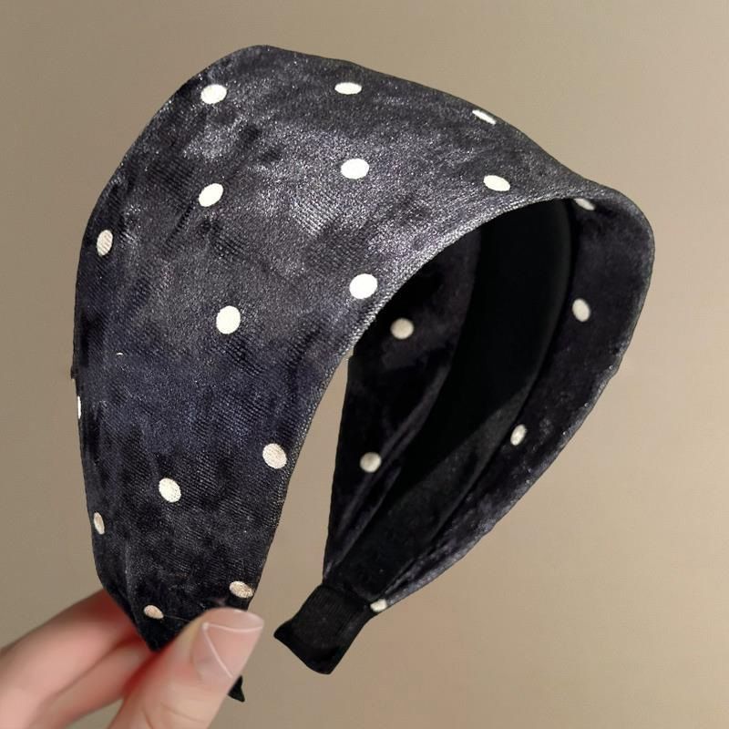 Versione coreana, fascia per capelli ampia, semplice, versatile, alla moda, con pois floccati, personalità, senso di fascia alta, capelli eleganti_voghion.com