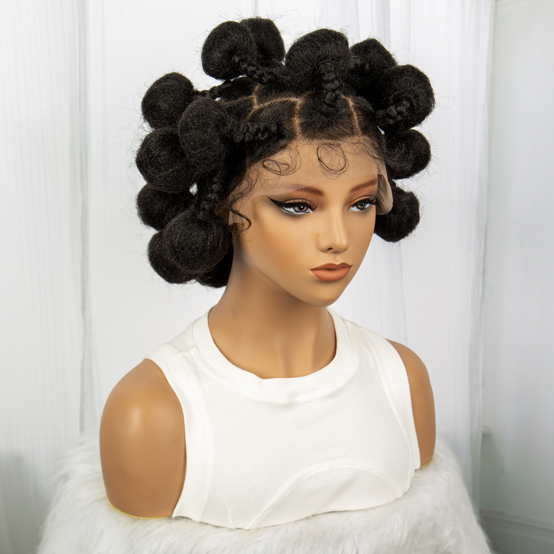 Perruque africaine courte pour femmes, perruque full lace artificielle, cheveux de bébé tissés à la main_voghion.com