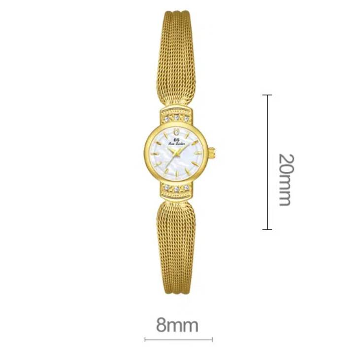 BS moteriškas senovinis prabangus žėručio ciferblato papuošalų laikrodis moteriškas laikrodžio kvietinis ausų dirželis_voghion.com