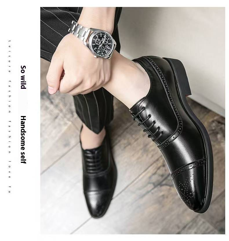 Cost Performance Oxfords Men Red Sole Fashion Business Casual Party Banquet Daily Retro Carved Lace-up Brogue Dress Shoes_voghion.com