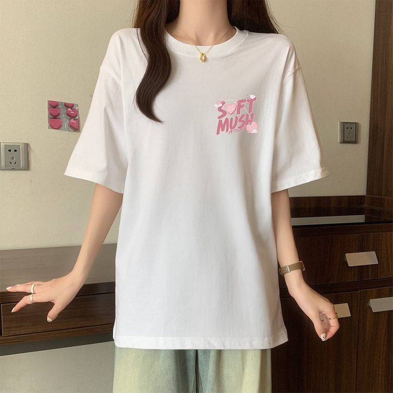 Maglietta da donna con scollo rotondo e stampa di lettere, a maniche corte, estate 2025, S-4XL_voghion.com