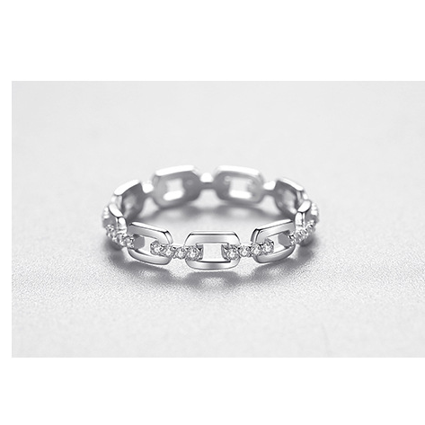 Anello da donna in argento Sterling S925 con catena e zirconi cubici, elegante anello impilabile da indossare tutti i giorni, taglie dalla 5 alla 9_voghion.com
