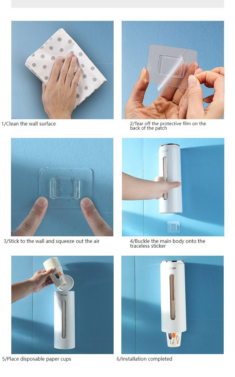 Smart Cup Dispenser Holder - Wall-Mounted Paper Cup Organizer For Kitchen, Office, And Home, Space-Saving & Hygienic, White/Blue/Green_voghion.com