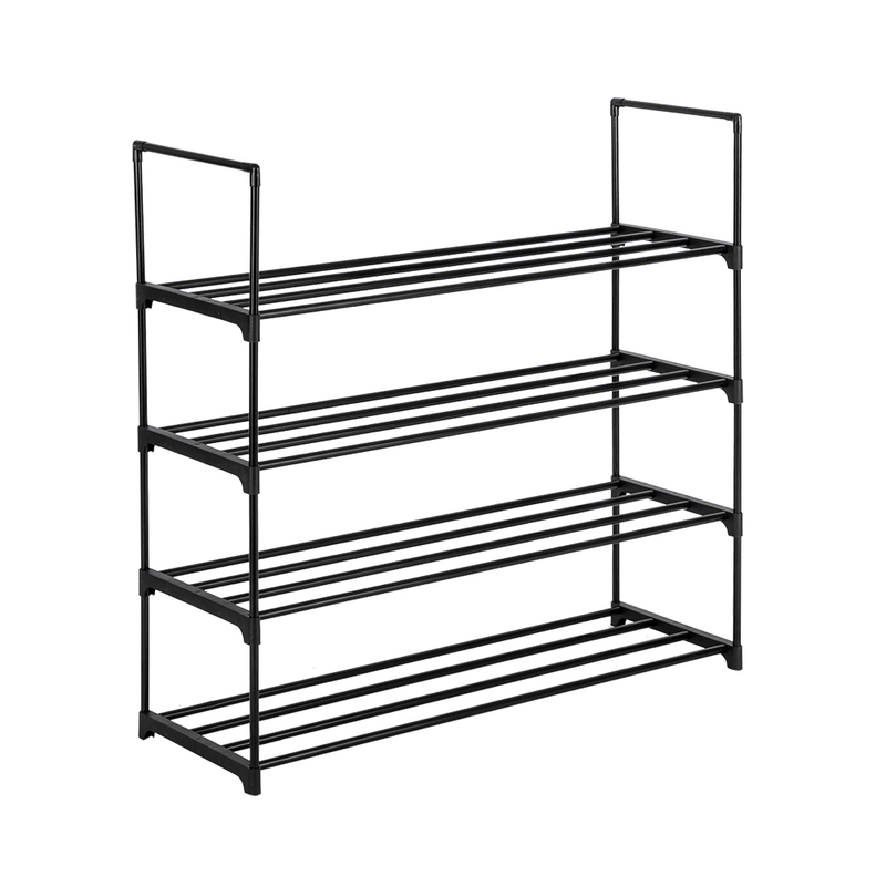 Étagère à chaussures à 4 niveaux, organiseur de rangement pour chambre, entrée, couloir et placard, couleur noire_voghion.com
