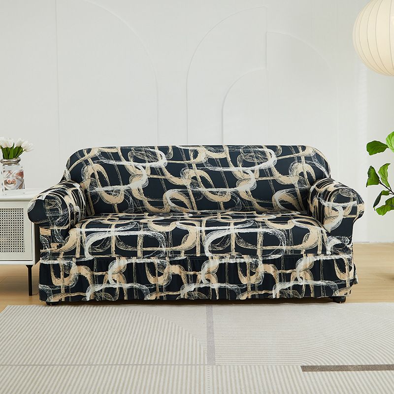 Copridivano elasticizzato con orlo a gonna - Vestibilità universale, design moderno, copridivano a copertura totale per tutte le stagioni_voghion.com