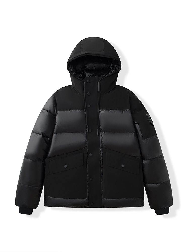 Men's Short Hooded Down Jacket - Business Casual Winter Coat, 650FP Waterproof Nylon Shell, 90% White Duck Fill (S/M/L/XL/XXL)_voghion.com