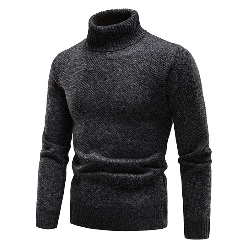Maglione in pile autunno inverno da uomo, collo alto spesso, caldo, slim fit, abbigliamento da uomo, marchio di lusso, nero, marrone, elastico_voghion.com