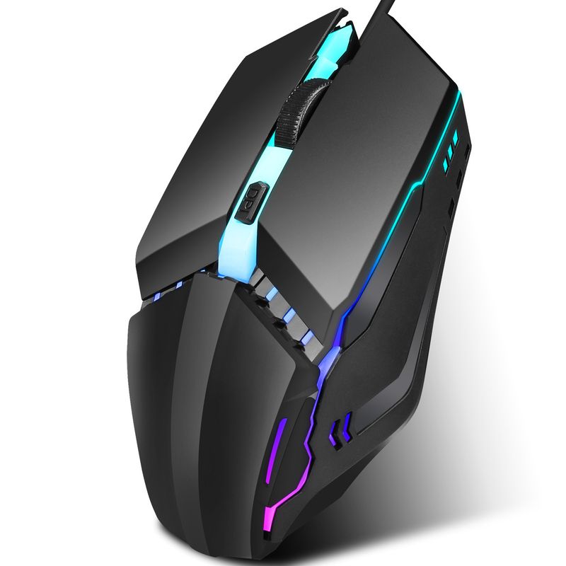 Nuova combinazione di tastiera e mouse cablato con luce colorata emissione 3 velocità 1600 DPI 125 HZ mouse ergonomico da ufficio_voghion.com