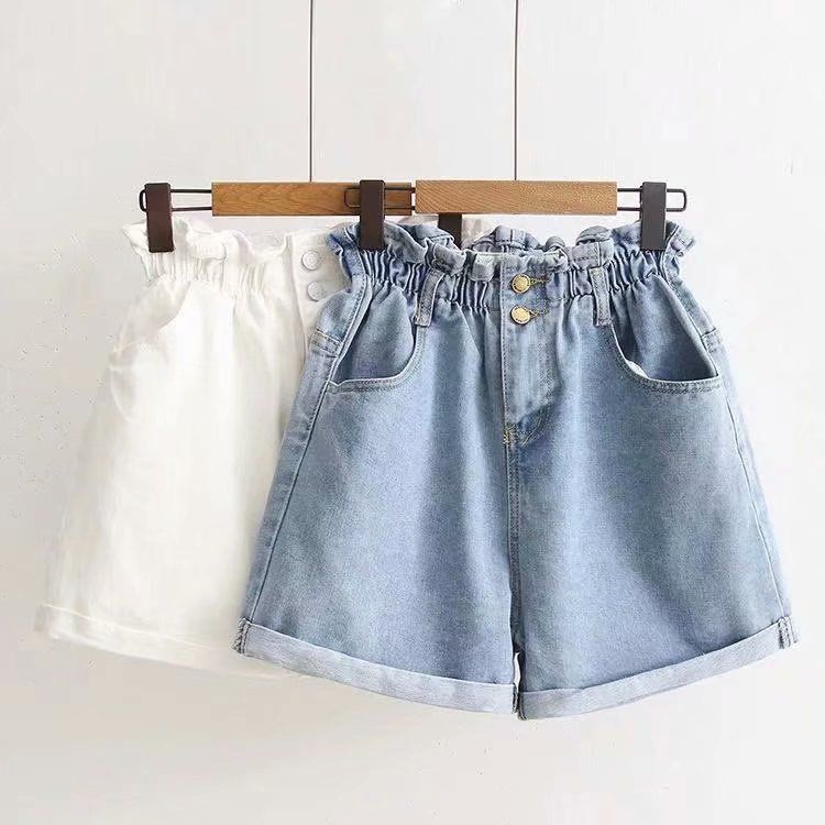 Damkläder Lår Tjocka jeansshorts För Kvinnor Stor Storlek Fett Mm Elastisk midja Smal Lös Bred Ben A Line Hot Pants Trendiga Kvinnor_voghion.com