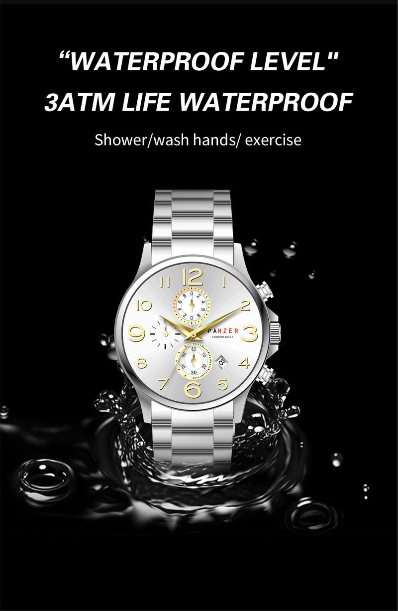 PANZER Ceas de mână bărbătesc cu cuarț, sport, agrement, distribuție electronică, cu trei ochiuri și șase pini_voghion.com