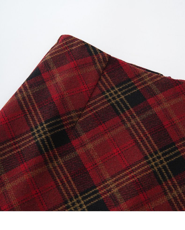 GraceChic 2024 Nuova gonna midi in lana spessa a quadri retrò per donna, invernale, snellente, a trapezio, versatile e aderente_voghion.com