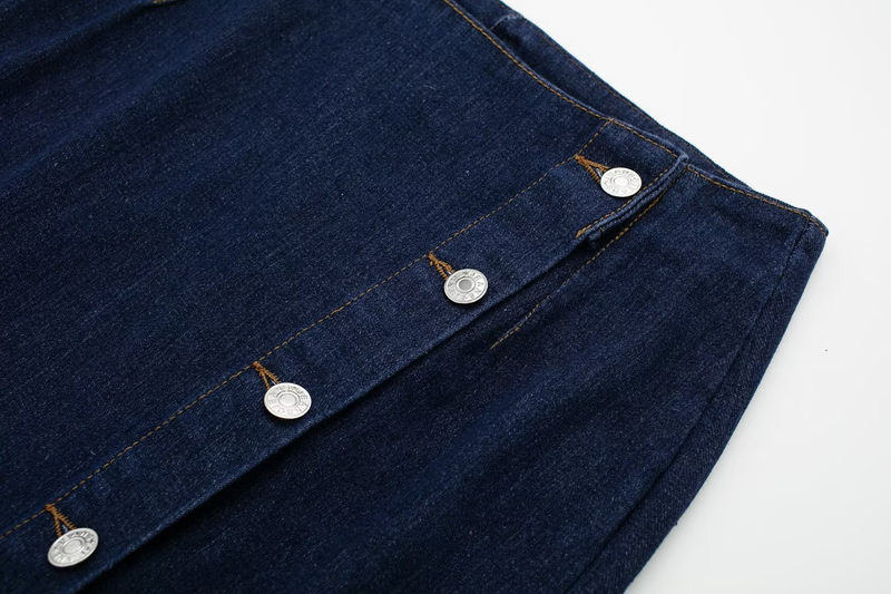 Women's solid color short denim jacket + two-color high waist slit skirt suit_voghion.com