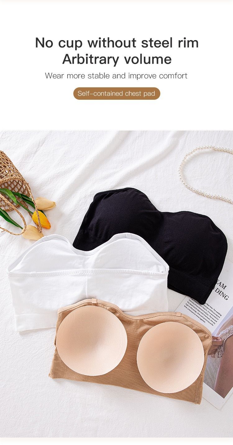 Women's Intimates Tube Top Bra Beautiful Back Strapless No Steel Ring Wrapped Chest_voghion.com