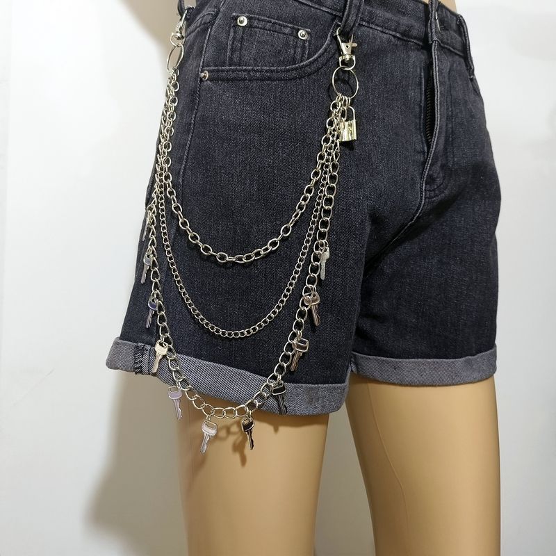 Gioielli europei e americani, nuovi lucchetti con chiave, ciondolo con catena per cintura, stile punk esagerato._voghion.com