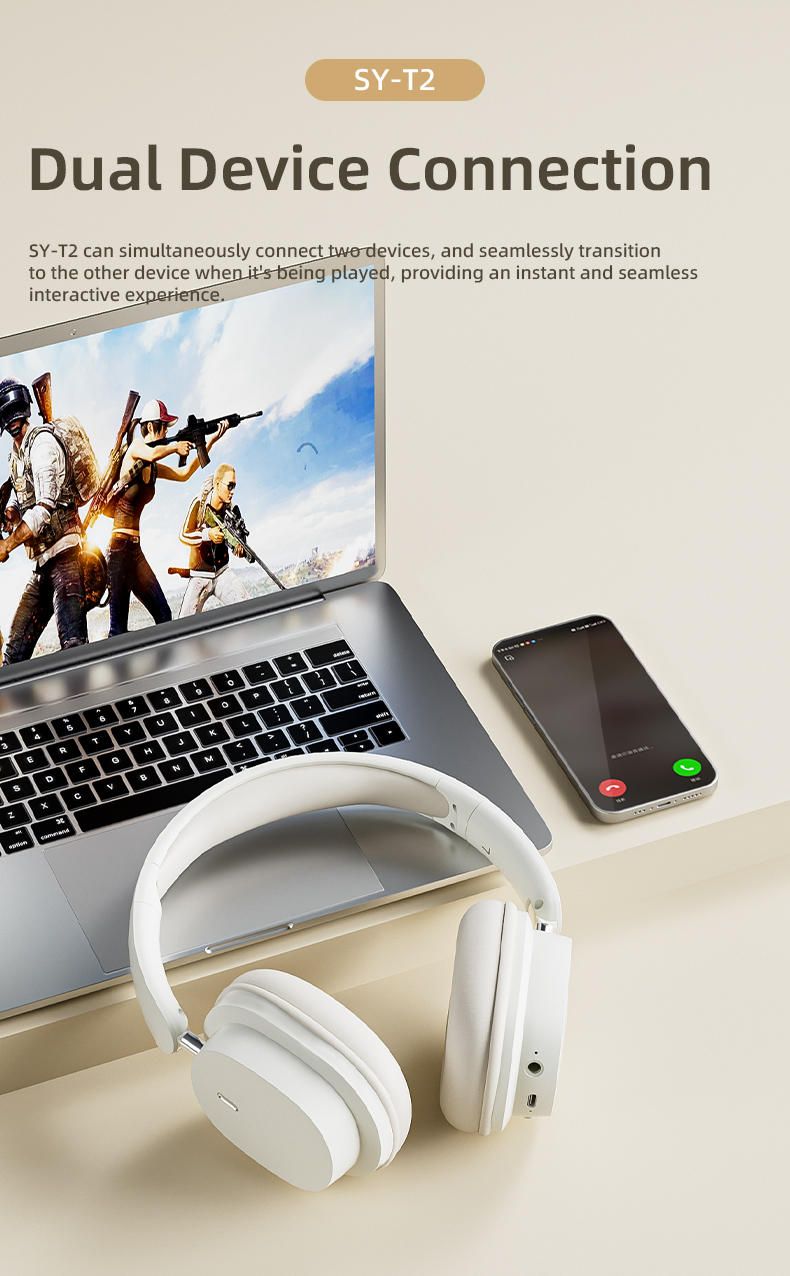 Cuffie wireless pieghevoli VAORLO Bluetooth 5.3 con microfono e cancellazione del rumore, bassa latenza di 50 ms per il gaming_voghion.com