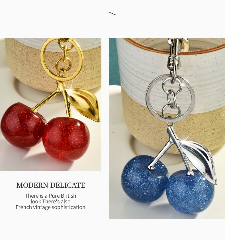 Bag Charm Factory Direktverkaaf Hot Selling Multi Color Cherry Lock Ring Moud Perséinlechkeet Bag Fruit Pendant Accessoiren Bijouen Grousshandel_voghion.com
