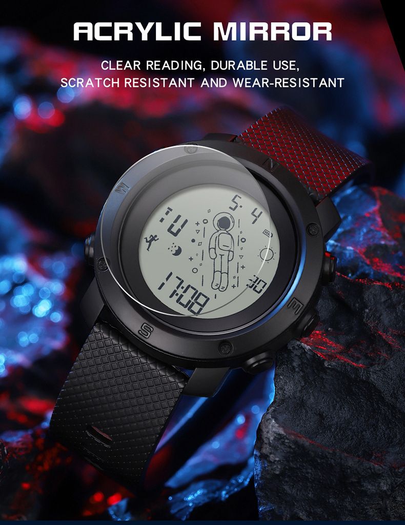 Orologio sportivo digitale a tema astronauta con retroilluminazione, impermeabile, sveglia e cronometro: elegante e funzionale per studenti_voghion.com