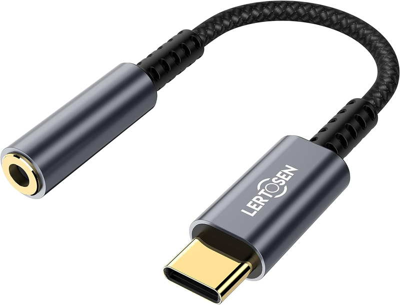 Adaptador de conector para auriculares hembra tipo 3,5 mm, (paquete de 2) LERTOSEN Cable USB C a dongle de audio compatible con iPhone 15_voghion.com