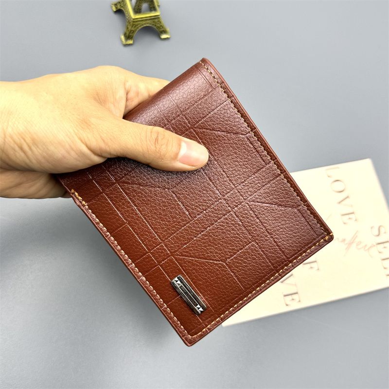 Kurze Brieftasche für Herren mit mehreren Kartenfächern, Herren-Führerschein, dünnes PU-Leder, Geldscheinklammer, Business-Geldbörse_voghion.com